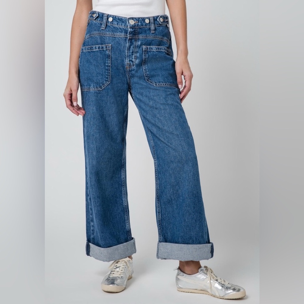 NWT We The Free Palmer Cuffed Jeans Women’s 28 Blue Wide Leg Baggy Relax